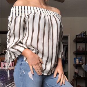 Stripped Off the shoulder top